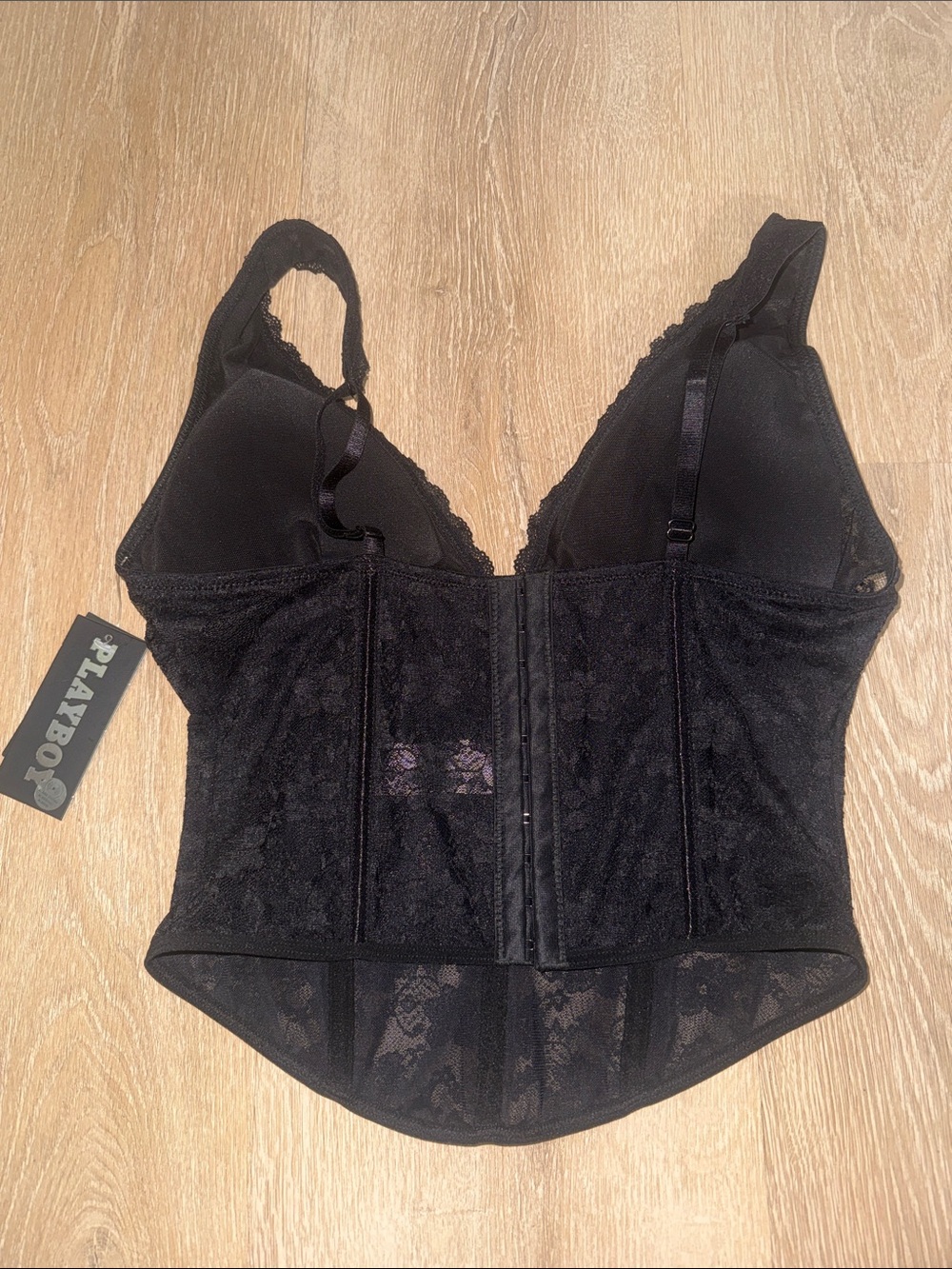 PLAYBOY Black Lace Corset Top - Picture 3 of 4